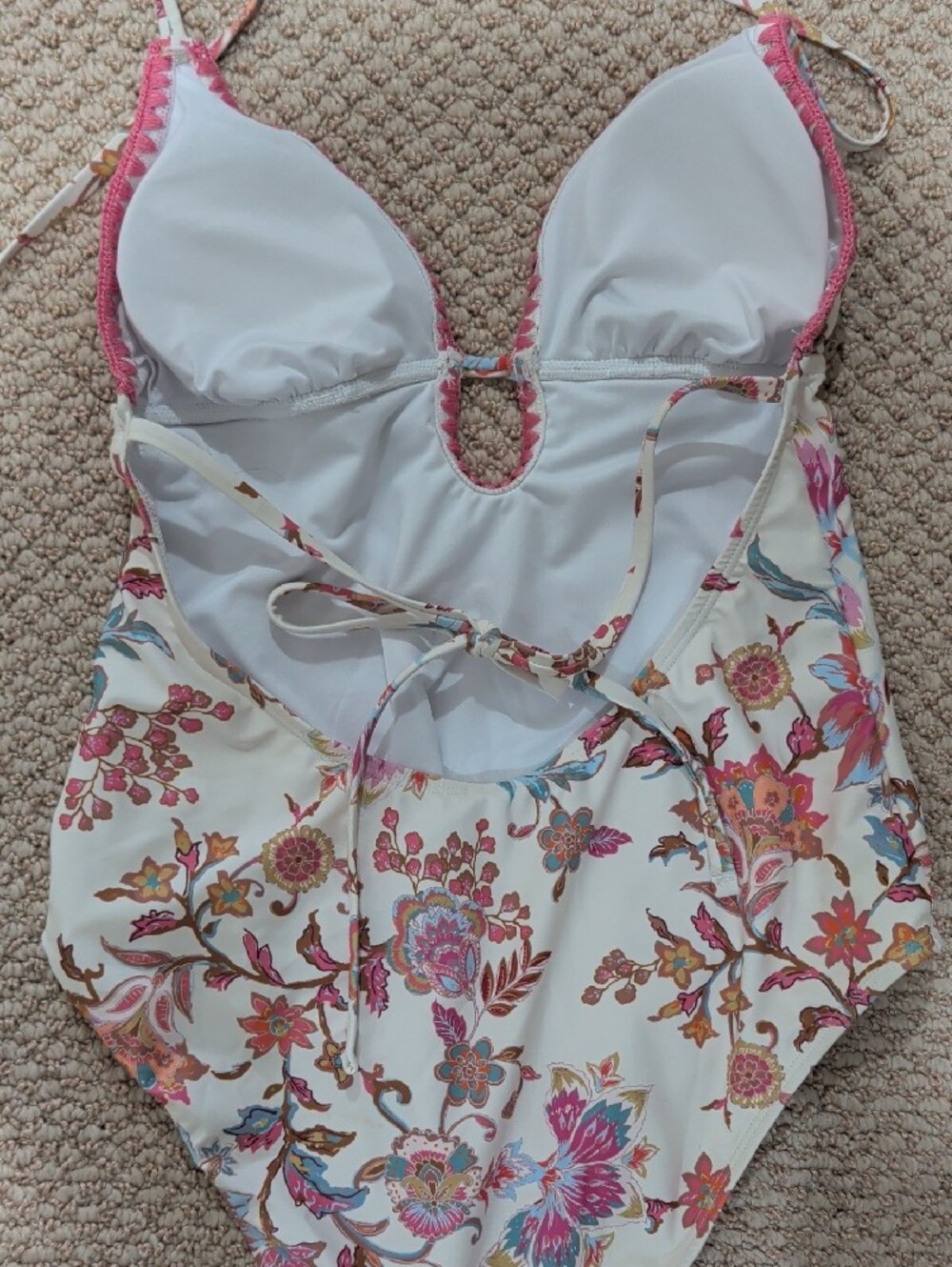 Cupshe Floral One-Piece Swimsuit with Pink Trim - Picture 3 of 5